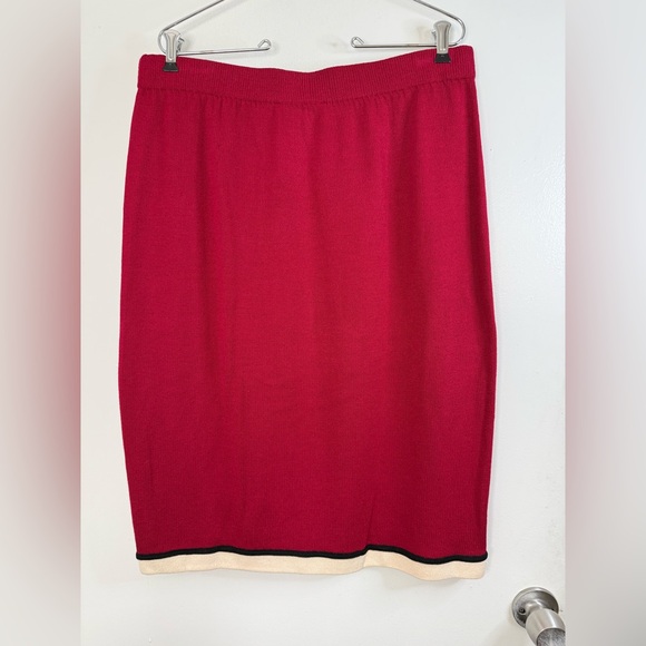 St. John collection Marie Gray pink, cream and black Santana knit skirt 16 - Picture 3 of 6